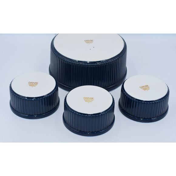 Dansk Bistro 4pc Christianshavn Blue Ribbed Ramekins & Soufflé Casserole Dish - Picture 8 of 8